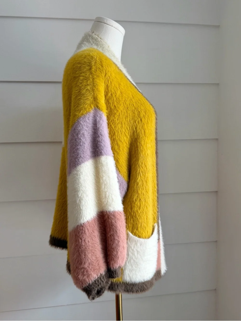 Anthropologie Colorblocked Eyelash Cardigan One Size - Picture 6 of 11